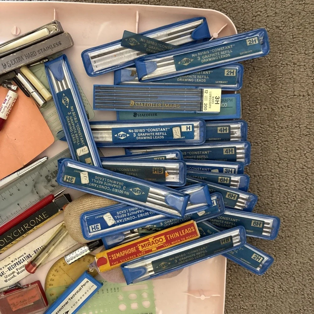 Vintage Drafting Tools ~ Supplies LOT Wrico, Staedtler, Eagle, Vemco, Keuffel 😊